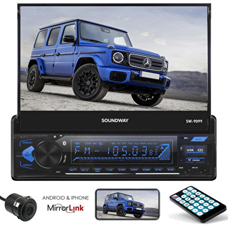 SOUNDWAY SW-9099 İndash Teyp 7 İnç 4X50 Watt Bluetooth Mirrorlink