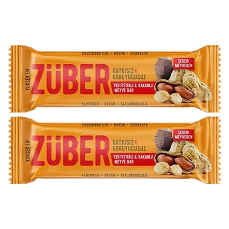 5 Adet ZÜBER Yer Fıstıklı & Kakaolu Meyve Bar