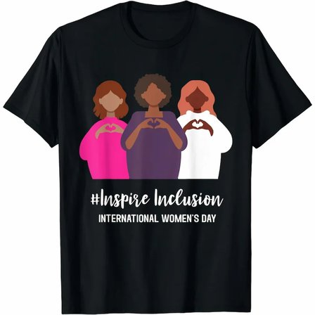 Modi Green 8 Mart Dünya Kadınlar Günü Baskılı Oversize Bisiklet Yaka T-shirt - Siyah