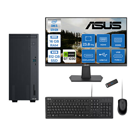 Asus Expertcenter P500MV Intel Core I5-13420H 16GB Ddr5 512GB SSD Freedos 4GB/GT1030 100HZ IPS 23.8" Mon Minitower Masaüstübilgisayar WH5136216512B0DF02+ZETTAUSBBELLEK