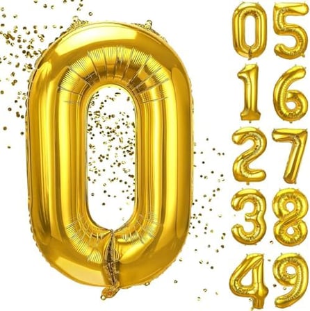 xesha 0 Yaş Doğum Günü Rakamlı Balon Yaş Günü Gold Renk Folyo Uçan Balon 102 cm Doğum Günü ve Parti Dekorasyonu Büyük Boy Balon 40 inç - 102 cm Doğum Günü Dekorasyonu Balon Yaş Sayı Helyum Balon 0 Rak