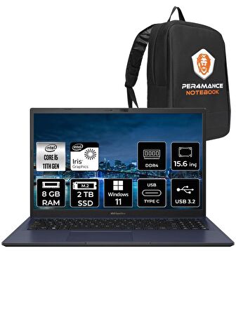 ASUS ExperBook B1500CEAE i5 1135G7 8GB RAM 2TB SSD 15.6'' FHD W11HOME BQ4167 & PER4 ÇANTA 