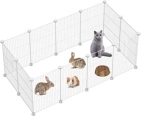 12 Panel Metal Beyaz Renk Evcil Küçük Hayvan Kedi Köpek Kuş Evi Kafesi Oyun Parkı