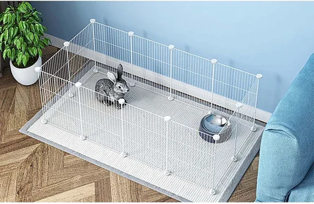 12 Panel Metal Beyaz Renk Evcil Küçük Hayvan Kedi Köpek Kuş Evi Kafesi Oyun Parkı