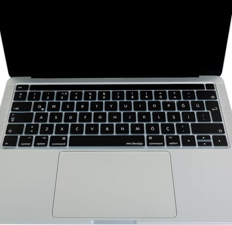 MacBook Pro Touch Bar Türkçe Q Klavye Koruyucu Silikon Keyboard Cover 13-15 İnç Uyumlu A1706 A1989 A2159 A1707 A1990 | UK ISO Ters L Enter Siyah