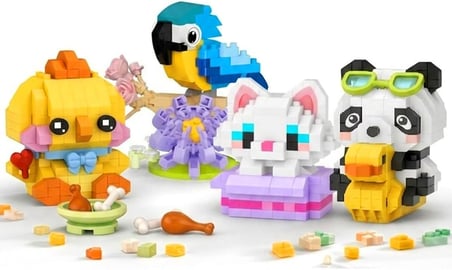 Loz Micro Block 4'lü Hayvan Figürü Seti 4 Farklı Model Dekoratif Oyuncak Yapım Seti Yapı Blok Seti