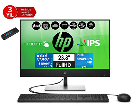 Hp Proone 440 G9 14.nesil Intel® Core I5 14500T 48GB Ddr5 256GB SSD Fhd 23.8" Dokunmatik IPS WINDOWS11HOME All In One Bilgisayar 99H6X2ETH11+ZETTAUSBBELLEK