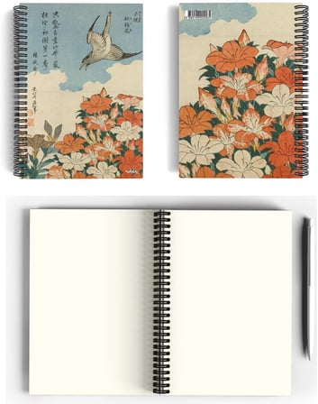 Katsushika Hokusai/Cuckoo and Azaleas,1834 | Spiralli Defter 06 | A5 | Çizgisiz | 100 Sayfa |Sanat