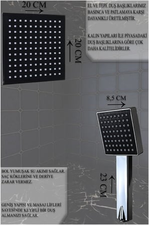 Krom Tepe Yağmurlama Duş Seti (Banyo Bataryası Dahil Değildir) (Tahran Duş Seti) (Ekonomik Duş Set)