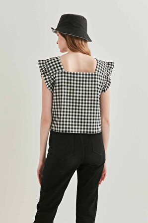 Pötikare Kare Yaka Crop Bluz