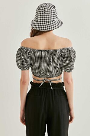 Belde Bağcık Detaylı Mini Bluz