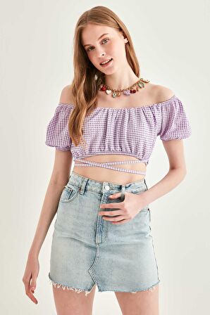 Belde Bağcık Detaylı Mini Bluz