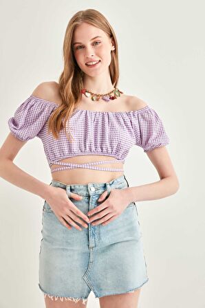 Belde Bağcık Detaylı Mini Bluz