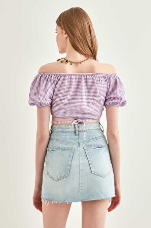 Belde Bağcık Detaylı Mini Bluz