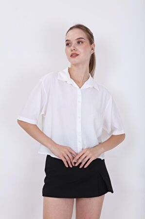 Önden Düğmeli Kısa Kol Gömlek