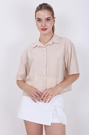 Önden Düğmeli Kısa Kol Gömlek