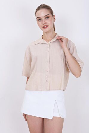 Önden Düğmeli Kısa Kol Gömlek