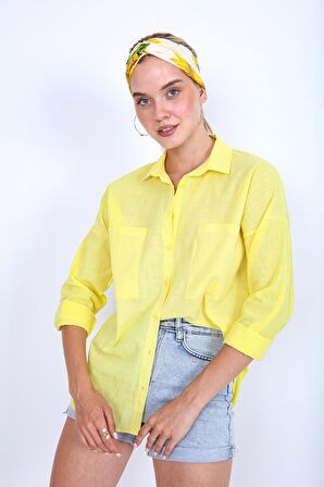 Basic Oversize Önden Cepli Gömlek