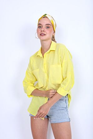 Basic Oversize Önden Cepli Gömlek
