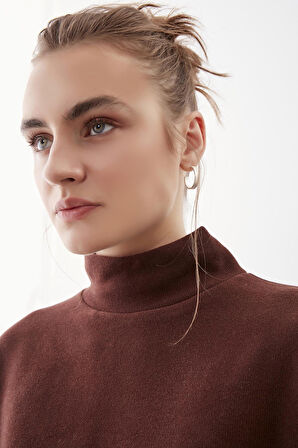 Düşük Kol Yakalı Yanlar Yırtmaçlı Örme Oversize Bluz