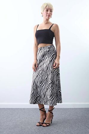 Zebra Desen Saten Etek