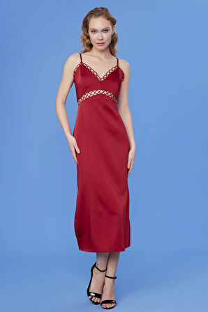 İp Askılı Uzun Elbise