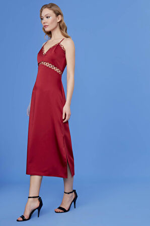 İp Askılı Uzun Elbise