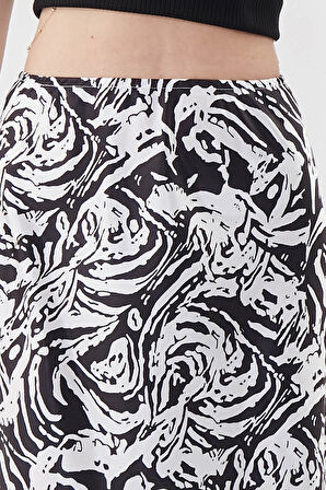 Desenli Midi Boy Saten Etek