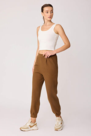 Paçası Pileli Beli Lastikli Eşofman Pantolon