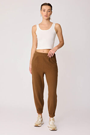 Paçası Pileli Beli Lastikli Eşofman Pantolon