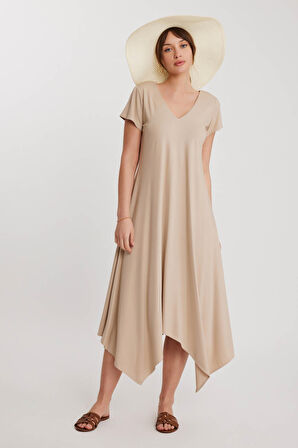 Çift V Yaka Modal Kumaş Şalvar Elbise