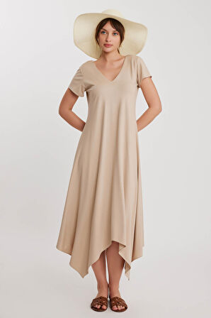 Çift V Yaka Modal Kumaş Şalvar Elbise