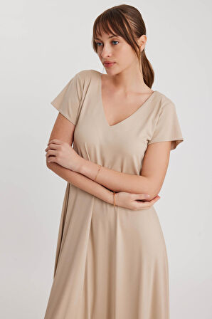 Çift V Yaka Modal Kumaş Şalvar Elbise