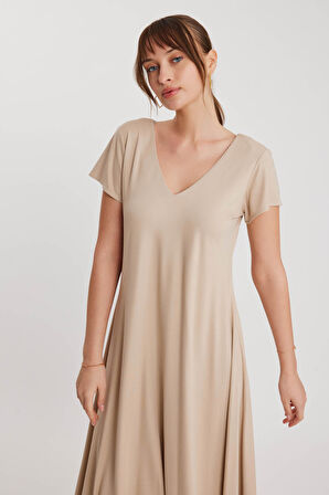 Çift V Yaka Modal Kumaş Şalvar Elbise