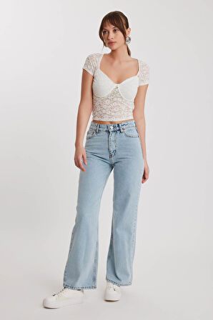 Straight Fit Wide Leg Jean