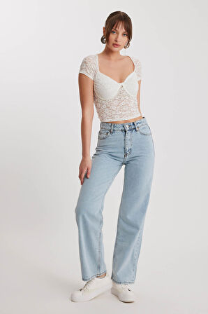 Straight Fit Wide Leg Jean