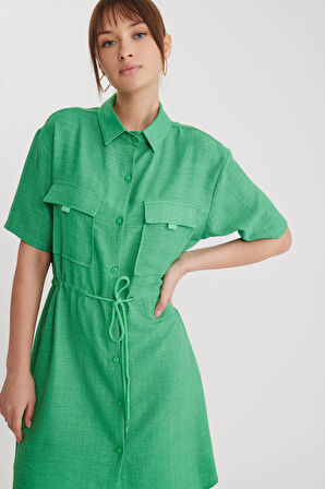 Kapak Cepli Beli Bağlamalı Elbise