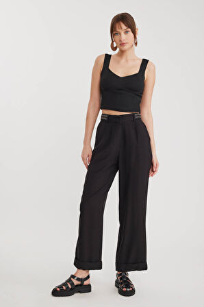 Yanı Taşlı Duble Paça Pantolon