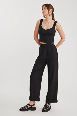 Yanı Taşlı Duble Paça Pantolon