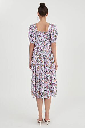 Gipeli Balon Kol Çiçekli Elbise