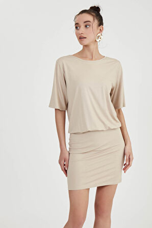 Belden Oturtmalı Bluzan Elbise