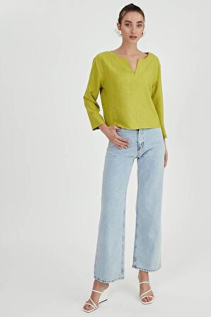 Düşük Omuz Hakim Yaka Bluz