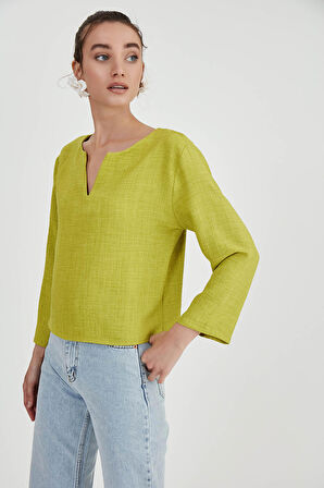 Düşük Omuz Hakim Yaka Bluz