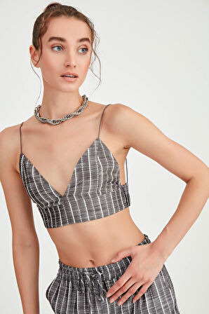 İp Askılı Çizgili Büstiyer