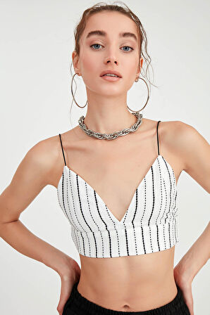 İp Askılı Çizgili Büstiyer