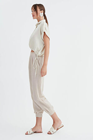 Viskon Keten Pileli Pantolon