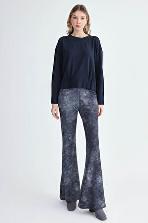 Desenli İspanyol Paça Streç Pantolon