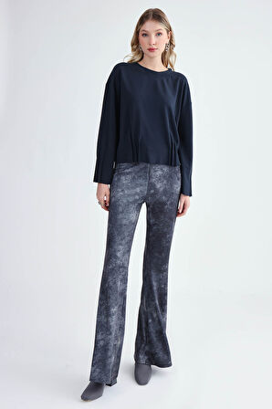 Desenli İspanyol Paça Streç Pantolon