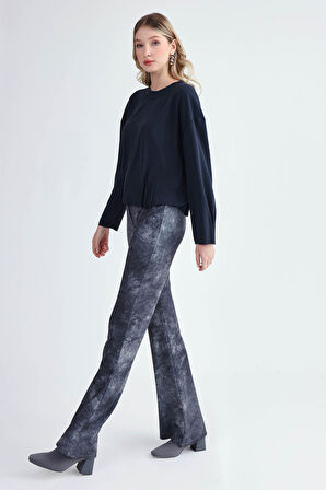 Desenli İspanyol Paça Streç Pantolon