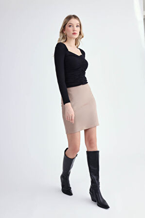 Beli Lastikli Süet Etek